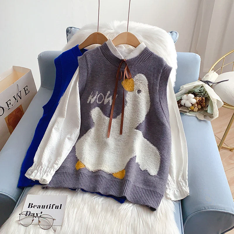 Can't Be Beat Japanese cute cartoon college style knitted vest vest  5215