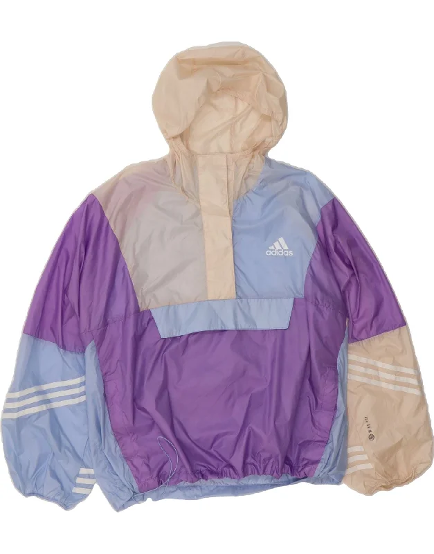Deal Explosion ADIDAS Womens Hooded Pullover Rain Jacket UK 20/22 XL Purple Colourblock