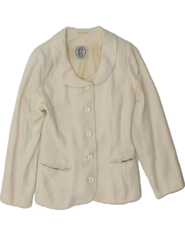 Weekend Deal VINTAGE Womens 5 Button Blazer Jacket EU 36 Small White