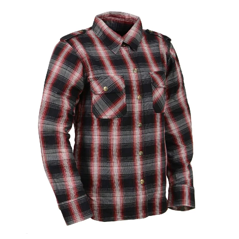 Limited Availability Milwaukee Leather MPL2604 Women’s Plaid Flannel Biker Shirt with CE Approved Armor - Reinforced w/ Aramid Fiber