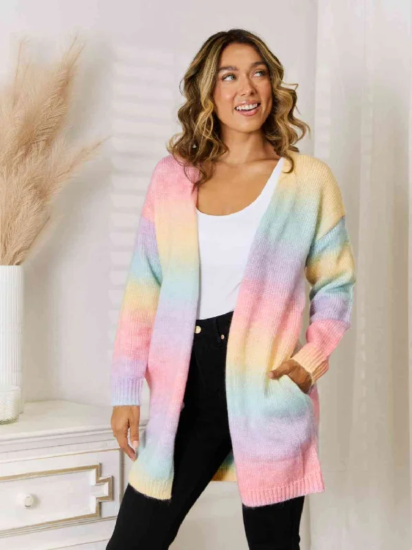 Weekend Flash Sale Full Size Gradient Open Front Cardigan