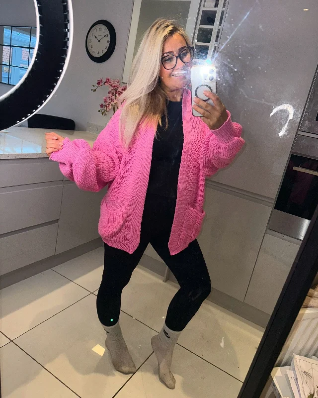 Price Cut ‘Adele' Bubblegum Short Ballon-Sleeve Knitted Cardigan