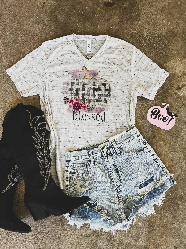 Weekend Savings Extravaganza Heathered Cream “BLESSED” Graphic Tee