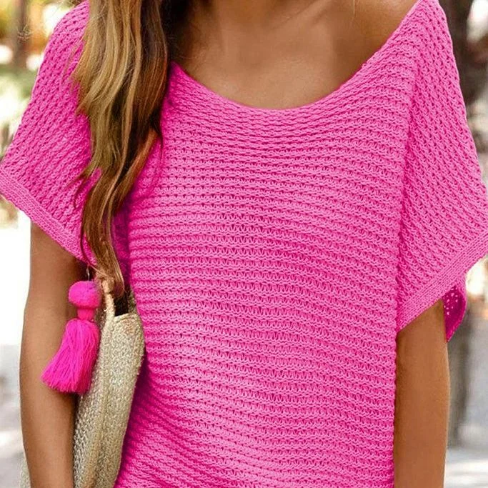 Deal Dash Loose Knit Dolman Sleeve Sweater, Pink