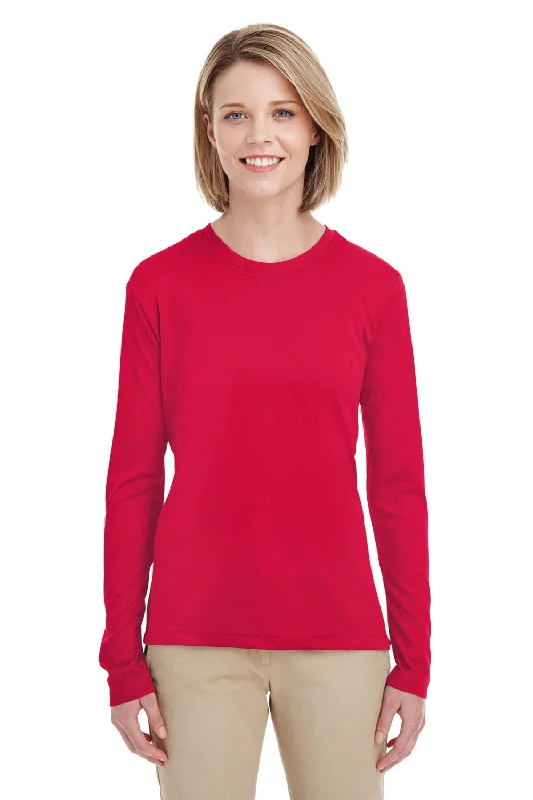 Lowest Prices UltraClub Womens Cool & Dry Performance Moisture Wicking Long Sleeve Crewneck T-Shirt - Red