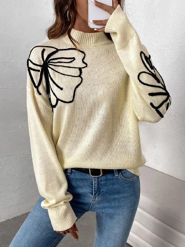 Super Bargain Perfee Mock Neck Dropped Shoulder Long Sleeve Sweater