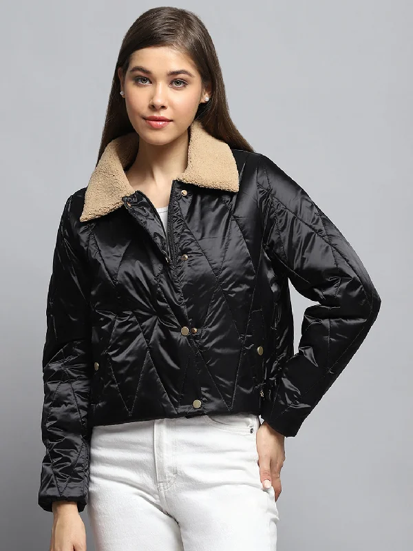 Best Seller Women Black Solid Collar Full Sleeve Jacket