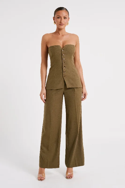 Price Fest Adina Linen Pant - Olive