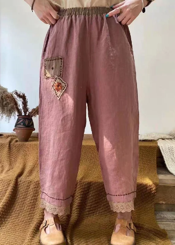 Bonus Offer Fine Purple Pockets Patchwork Cotton harem pants Spring