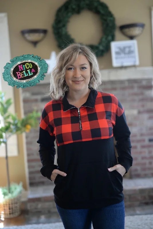 Bonus Offer Buffalo Plaid Quarter Zip Up