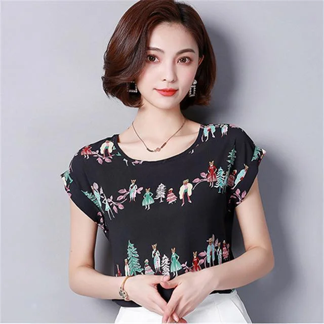Massive Savings Sleeveless Chiffon Blouse Printed Women Top