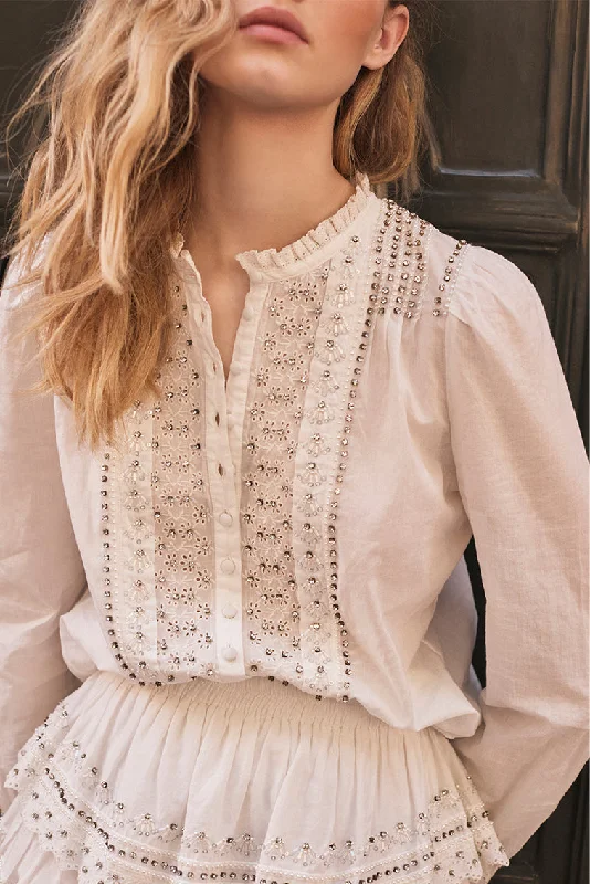 Act Now Mildrene Rhinestone-Studded Blouse
