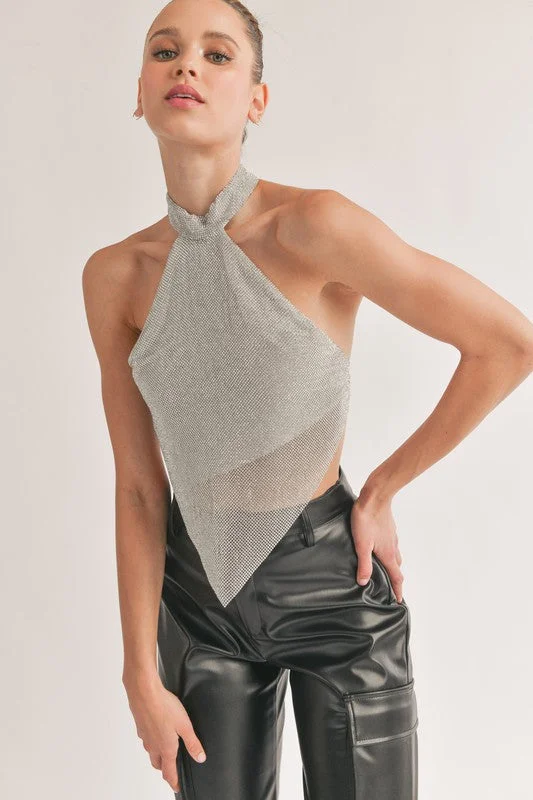 Inventory Reduction Party Girl Chainmail Open Back Halter Top