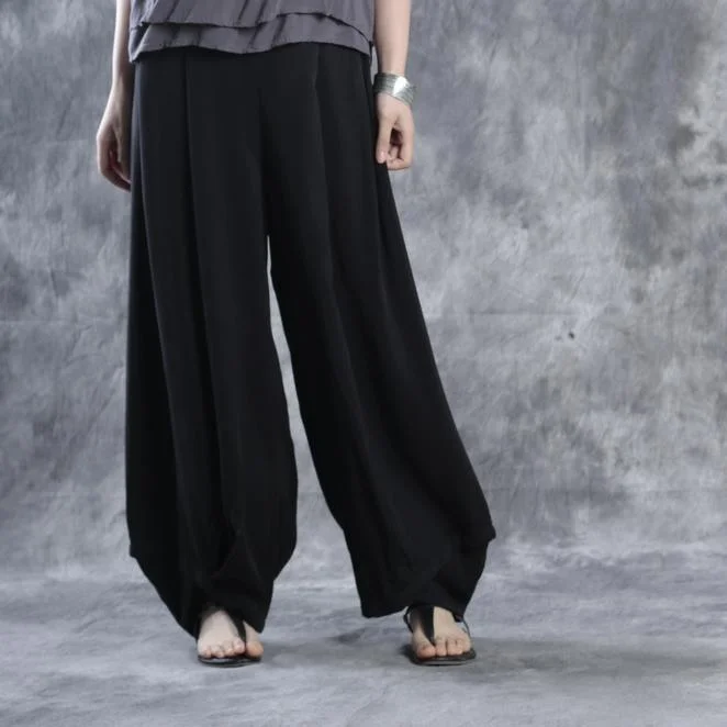 While Supplies Last Black linen pants harem pants silk trousers