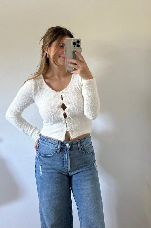 Sale Alert Fuzzy Front Tie Top