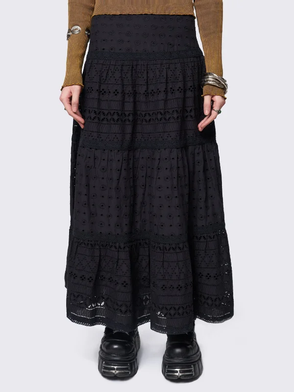 Time-Limited Offer Ophelia Black Maxi Skirt