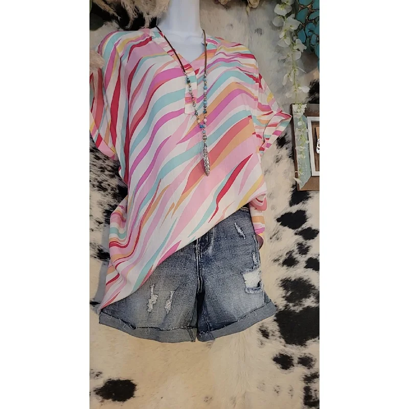 Low Cost Pink & Blue Top