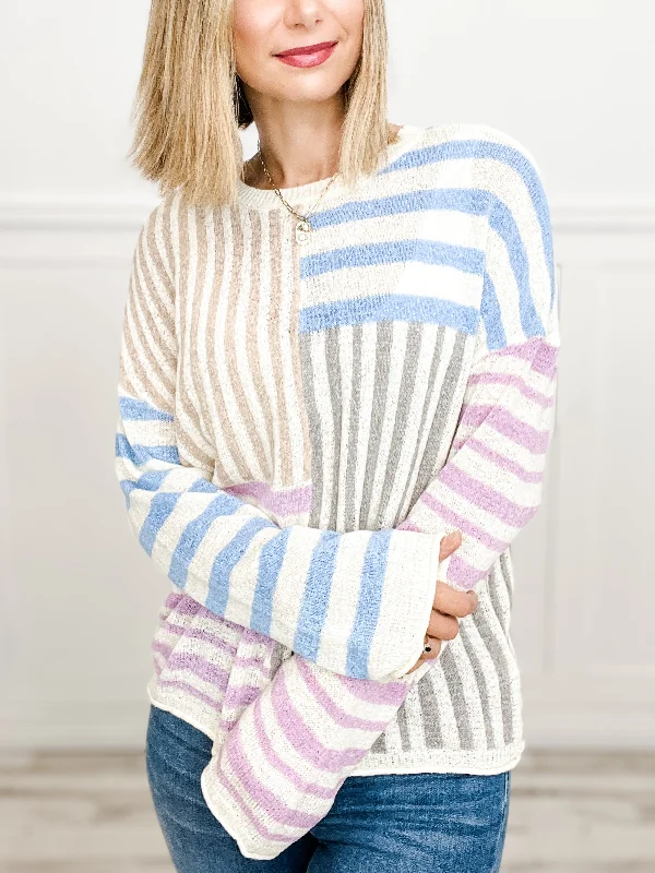 Limited Stock Oversized  Multi Color Stripe Sweater Top