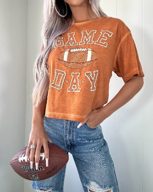 Weekend Special Game Day Cropped Tee - Orange