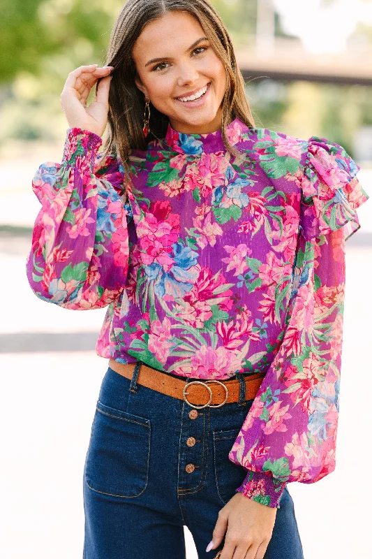 Savings Soar This Weekend It's Your Life Purple Floral Blouse