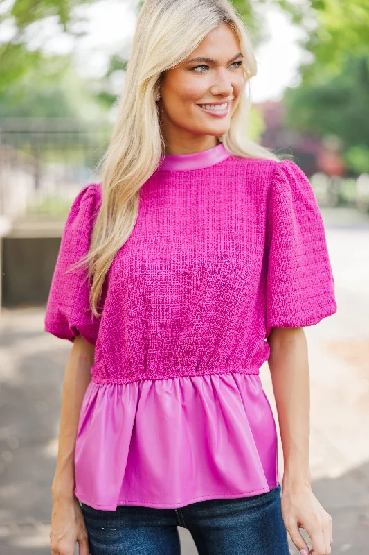 Weekend Savings Bonanza Keep You Around Pink Tweed Blouse