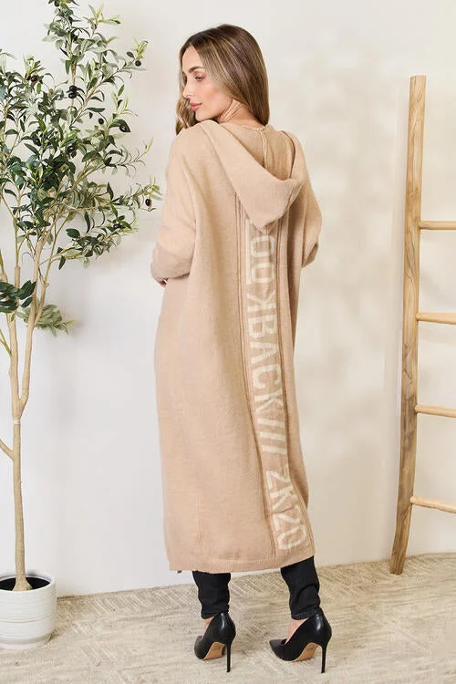 Weekend Discounts to Delight Open Front Hooded Sweater with Pockets