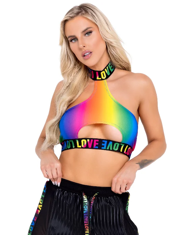 Last Chance Rainbow Love Keyhole Top
