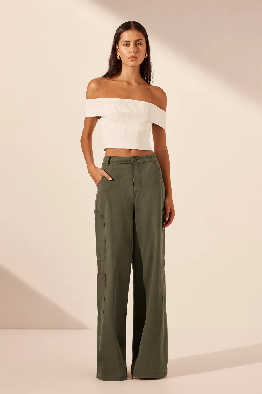 Special Buy ARIANA WIDE LEG CARGO PANT - KHAKI