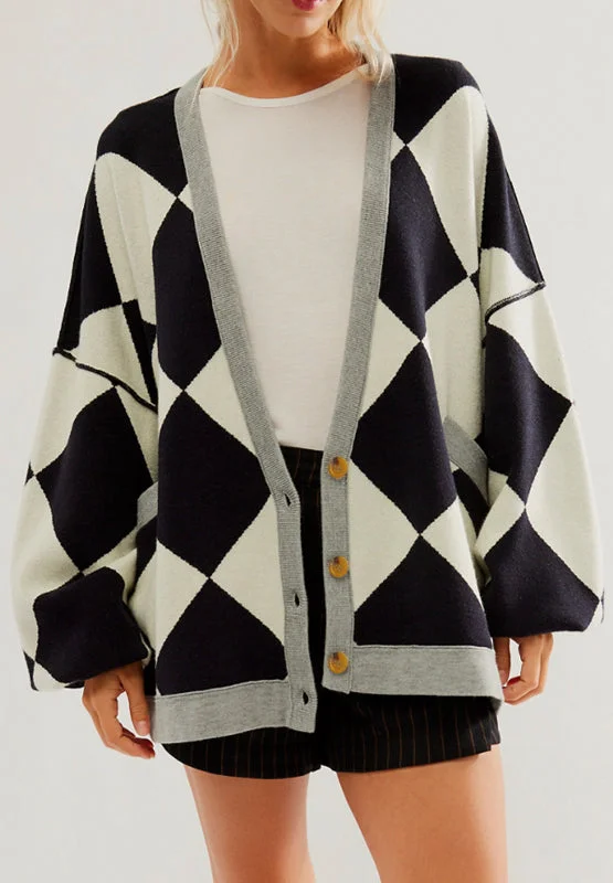 Time-Limited Offer Color Block Button Down Long Sleeve Cardigan