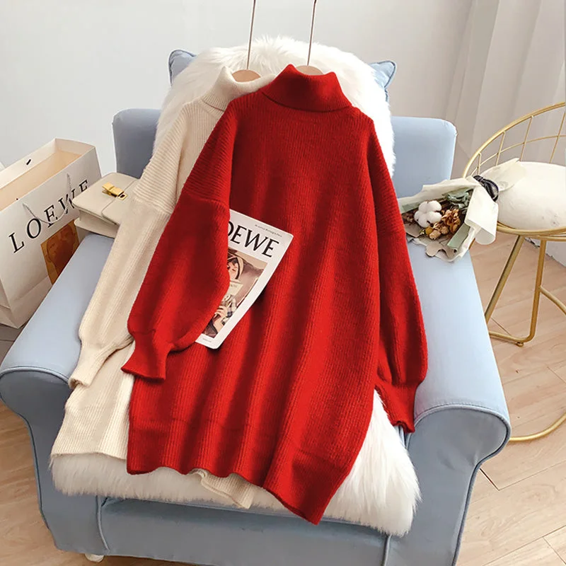 Fantastic Offers The new high neck knitted sweater is loose and lazy  5218