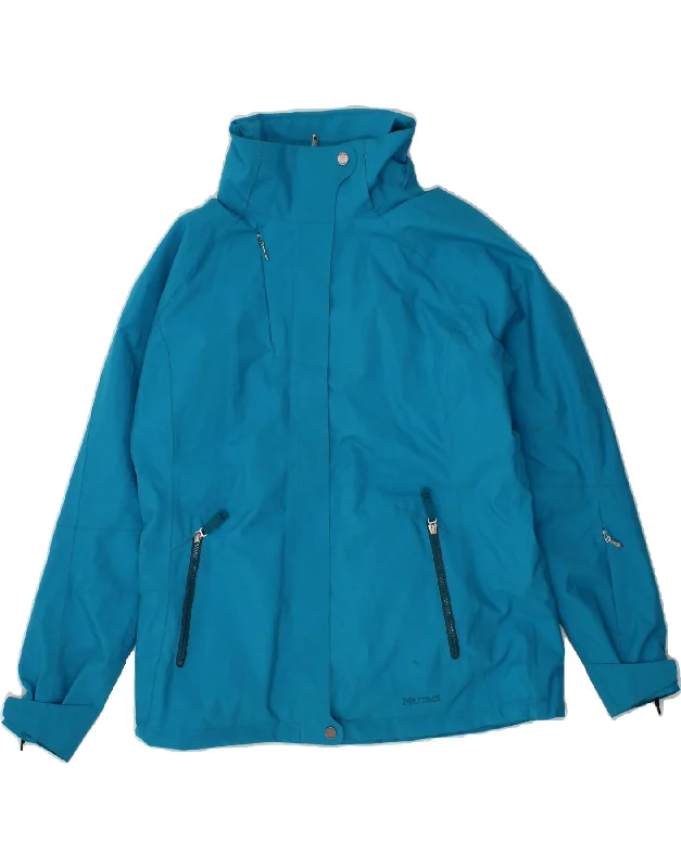 Don't Wait MARMOT Womens Rain Jacket UK 16 Large Blue Polyester