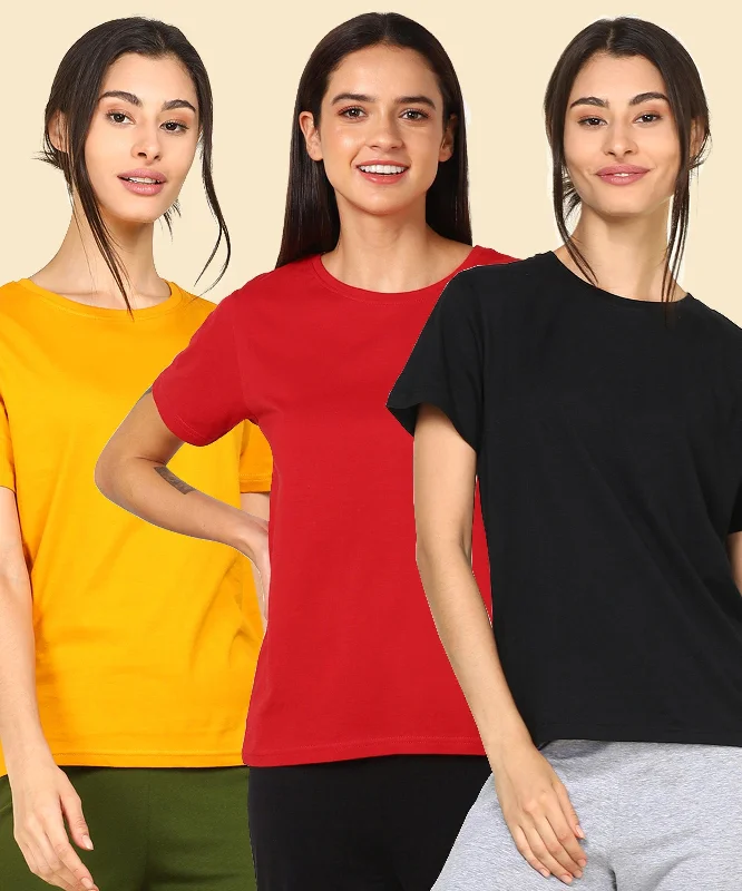 Markdown Sale Young Trendz Womens Regular Fit Combo Solid Tshirt