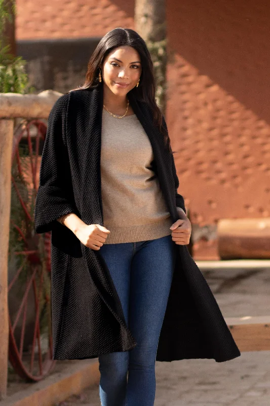 While Supplies Last Constant Companion in Black Knit Black Sweater Coat with Belt