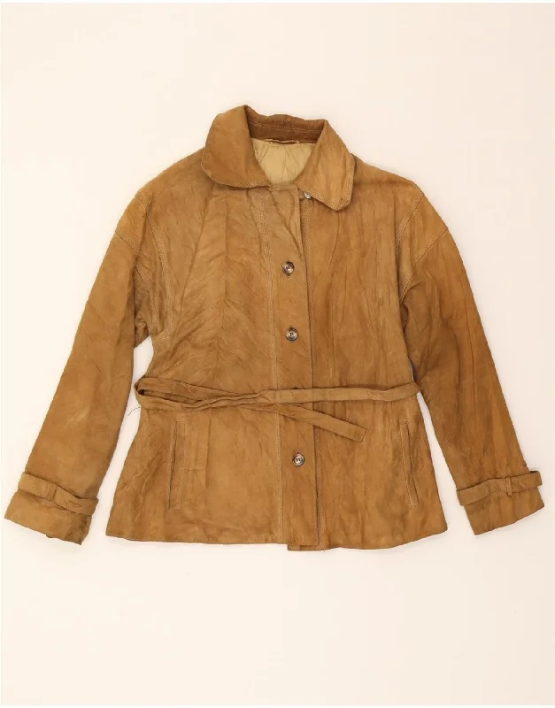 Price Blitz VINTAGE Womens Suede Jacket UK 14 Medium Brown