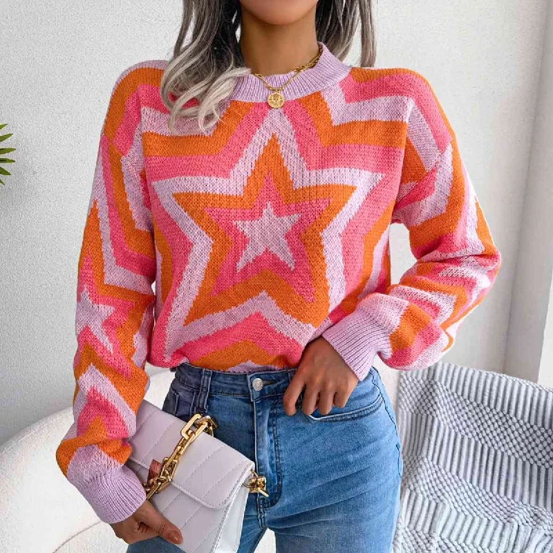 Bonus Offer Star Round Neck Sweater