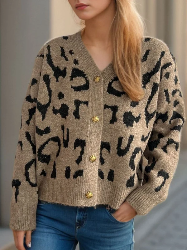 Act Fast Leopard V-Neck Button Up Cardigan