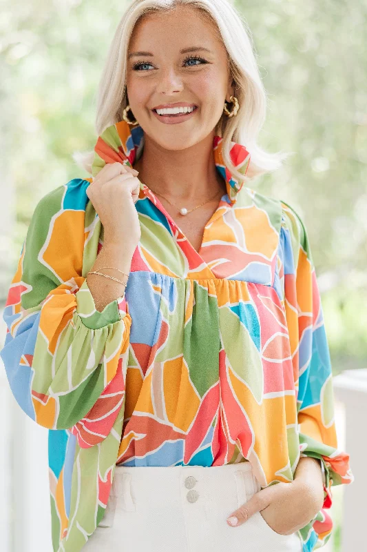 Special Offer The Morgan Bahama Green Abstract Blouse