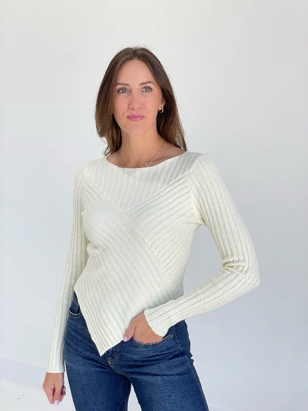 Best Choice Flag Thrown Sweater - Ivory