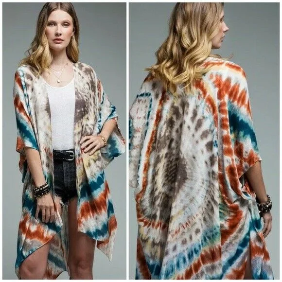 Weekend Bargains to Love Coachella Bohemian Tie Dye Boho Gypsy Open Kimono Wrap Top Casual Womens