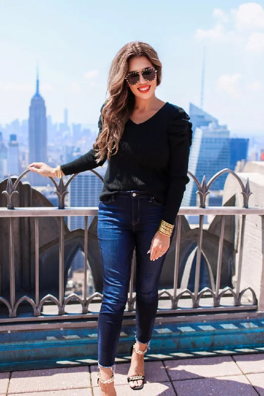 Weekend Shopping Bliss Feeling Flirty Puff Sleeve Sweater