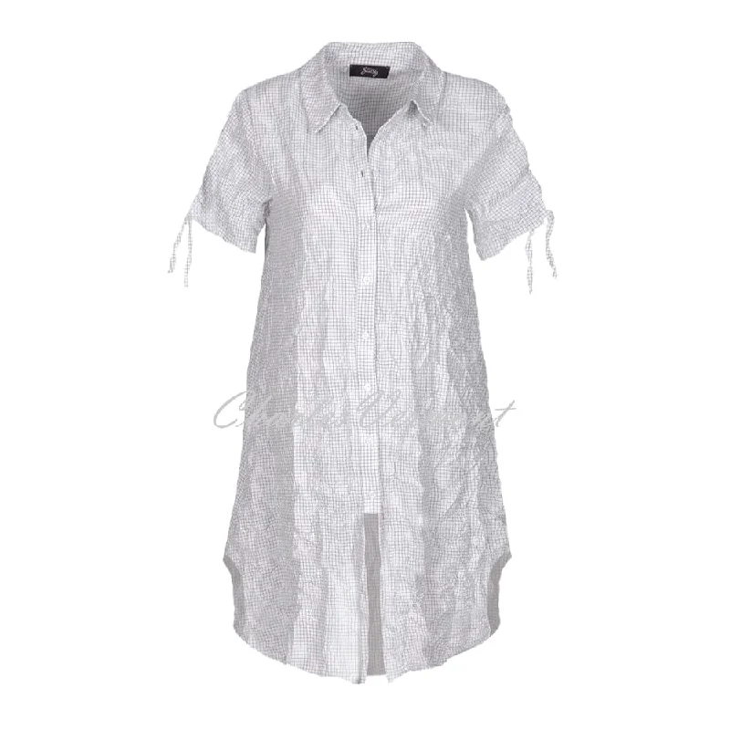 Stock Clearance EverSassy Short Sleeve Buttoned Tunic/Dress – Style 62106 (White)