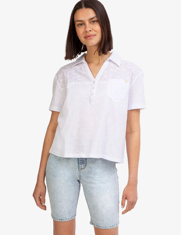 Final Offer SHORT SLEEVE EYELET POLO SHIRT WITH POCKET