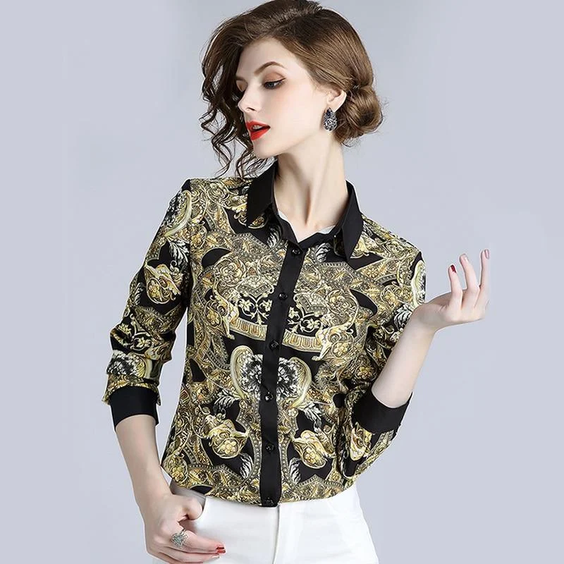 Discount Mania Fashion Women Blouse Long Sleeve Shirt Vintage
