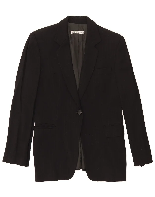 Special Discount EMPORIO ARMANI Womens 1 Button Blazer Jacket IT 42 Medium Black Striped