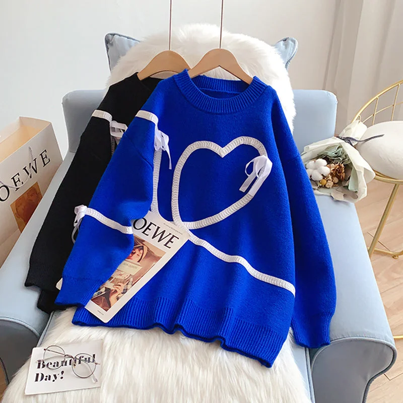 Daily Special Klein Blue Ribbon love decorative sweater  5213
