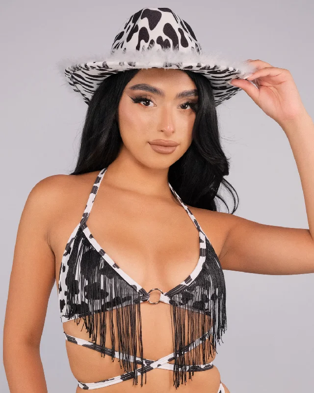 Weekend Discounts to Grab Rolita Couture X RW Cow Fringe Wrap Top