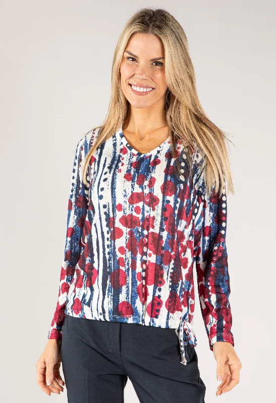 Final Markdown Abstract V Neck Lux Touch Knit
