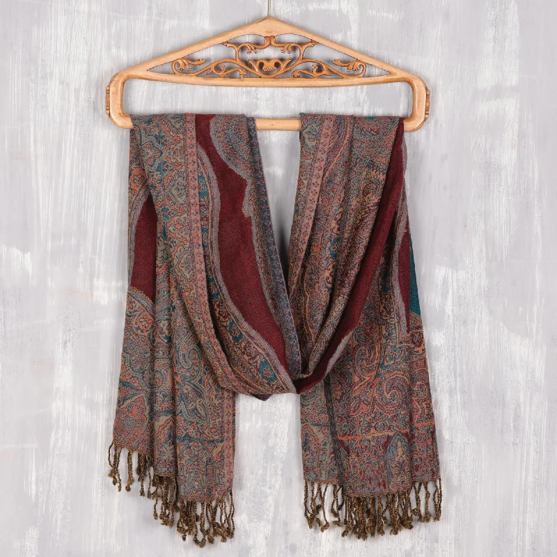 Bonus Offer Colorful Paisleys Paisley Motif Jamawar Wool Shawl from India