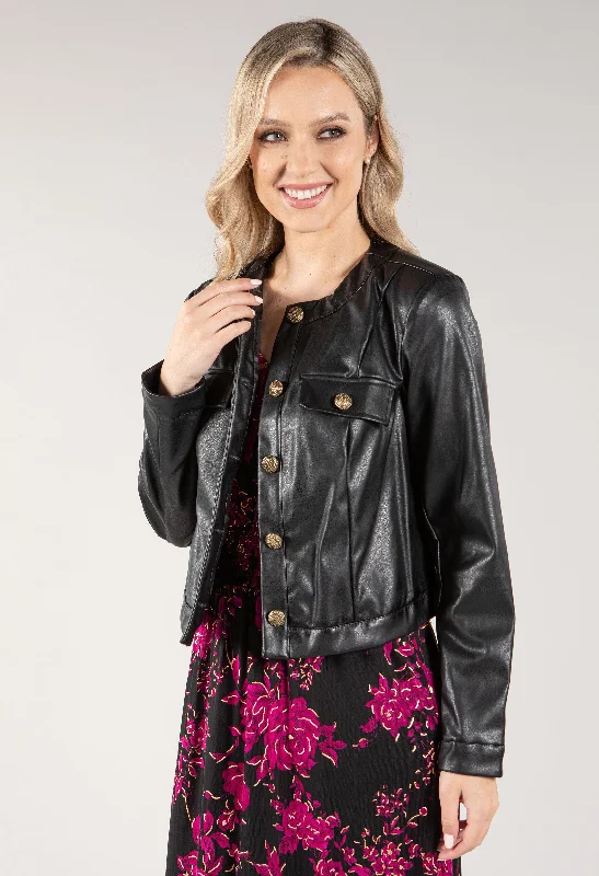 Flash Sale Leather Look Buttoned Jacket