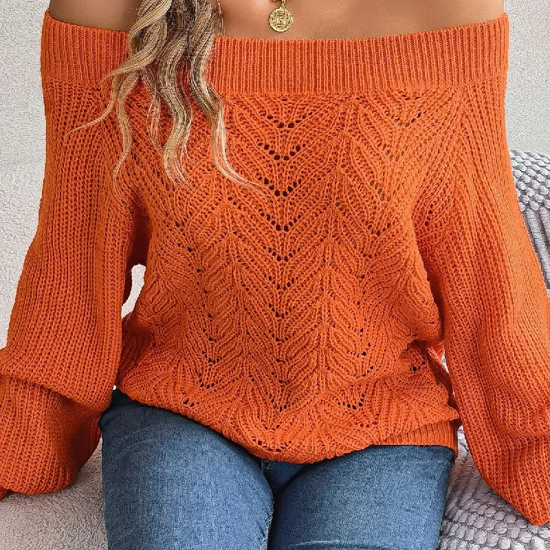 Loyalty Reward Off Shoulder Sweater Top, Orange